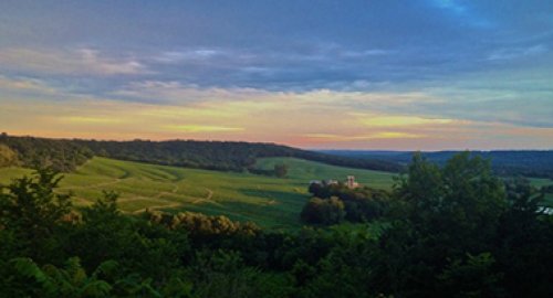 sunset and rolling hills
